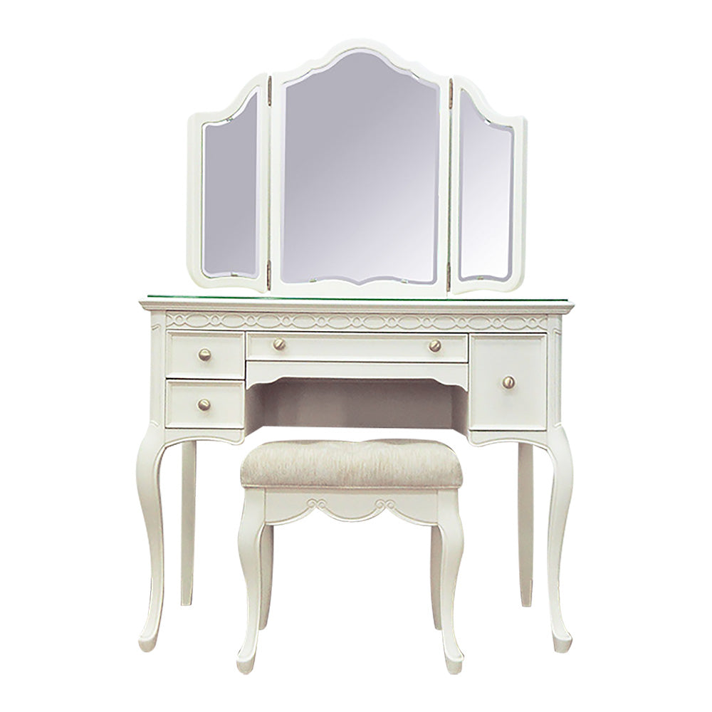 ドレッサー スツール付 東海家具 アンティークホワイト 白家具 姫 プリンセス おしゃれ かわいい フルール 783260