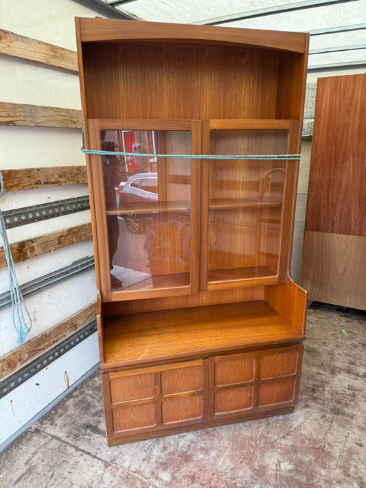 ユニットキャビネット ネイサン ガラス戸 イギリス チーク 完成品 NATHAN