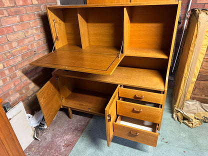 イギリス ヴィンテージ チーク材 ライティングビューロー付き キャビネット サイドボード