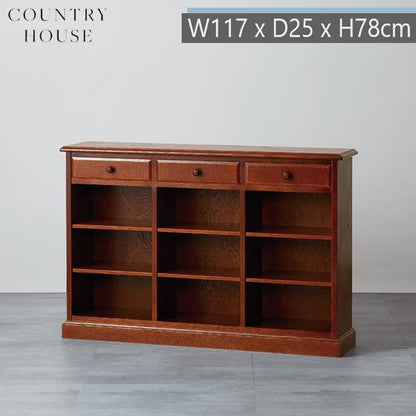 カントリーハウス スリムオープンキャビネット 3連 オーク材 天然木使用 国産家具 英国調 ブリティッシュ CPB13