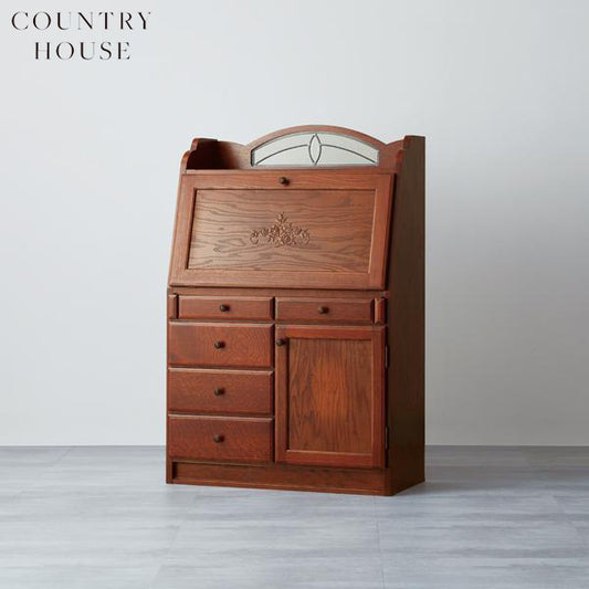 カントリーハウス ライティングデスク ドレッサー レリーフ オーク材 天然木使用 国産家具 英国調 ブリティッシュ CPT41