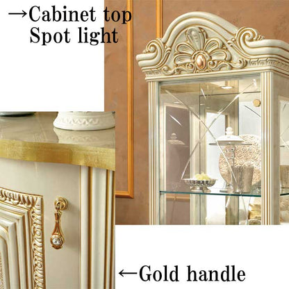 レオナルド 3ドアキャビネット アイボリー イタリア キャメル カップボード