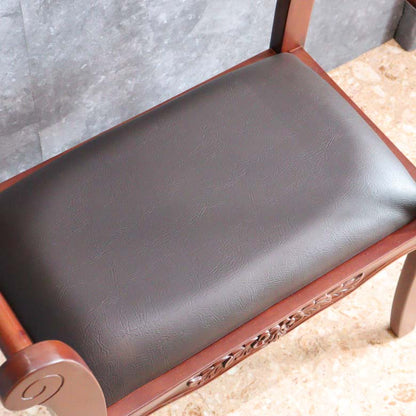 マホガニー 肘付玄関イス 両肘 スツール イス 合皮 チェア ベンチ