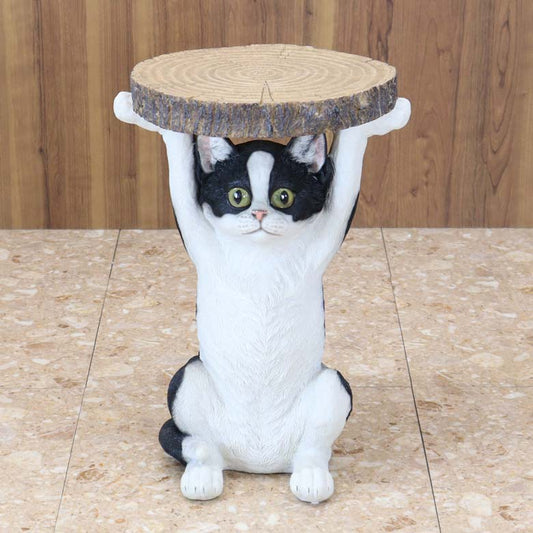 アニマルサイドテーブル ネコ ハチワレ フラワースタンド かわいい リアル