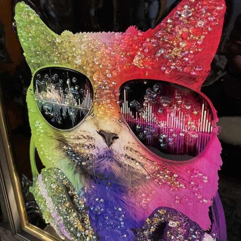 アートフレーム カッツェ 41㎝ クリスタルピクチャー ウォールデコ 猫