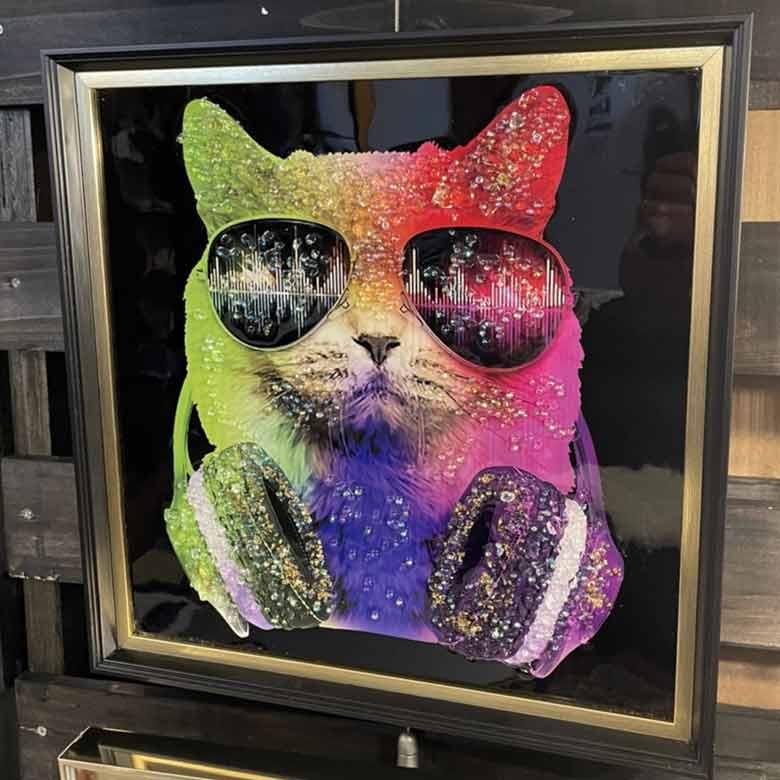 アートフレーム カッツェ 41㎝ クリスタルピクチャー ウォールデコ 猫