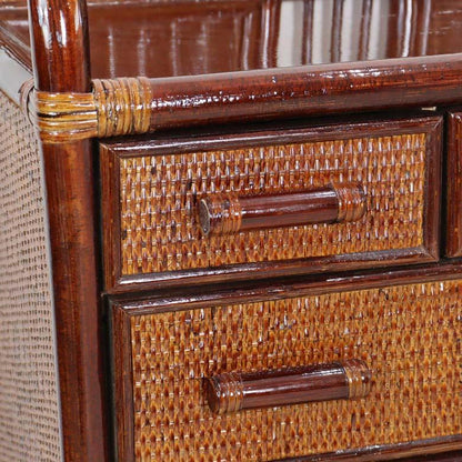 軽量ラタン ワイドキャビネット チェスト 手作り 軽い ブラウン