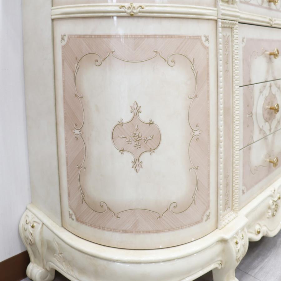 サルタレッリ ヴェルサイユ 3ドア キャビネット アイボリー 引出 カップボード