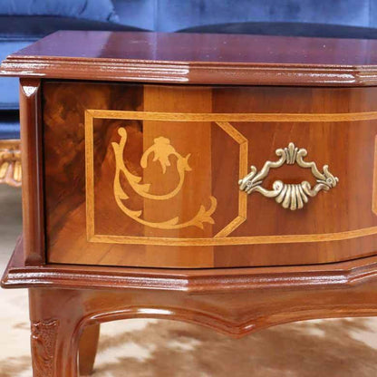 イタリア リビングテーブル 収納付き 象嵌 87cm センターテーブル 0830