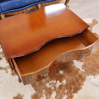 イタリア リビングテーブル 収納付き 象嵌 87cm センターテーブル 0830