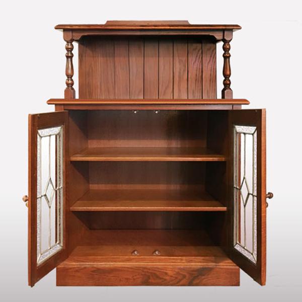 カントリーハウス 2ドア サイドボード 宮付 スリムキャビネット オーク材 天然木使用 国産家具 英国調 ブリティッシュ CLB11