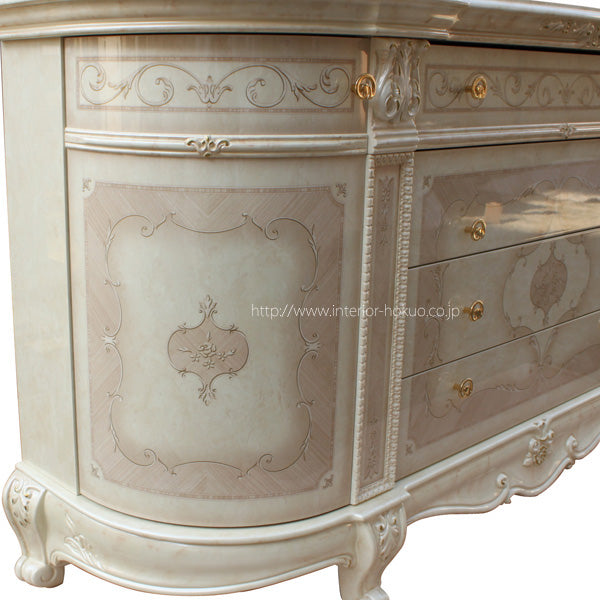 サルタレッリ ヴェルサイユ 4ドア キャビネット アイボリー 引出 カップボード