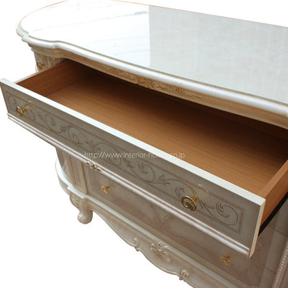 サルタレッリ ヴェルサイユ 4ドア キャビネット アイボリー 引出 カップボード