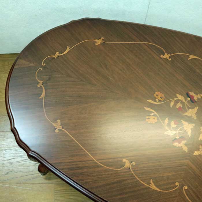 イタリア リビングテーブル 楕円 象嵌 117cm センターテーブル 23A