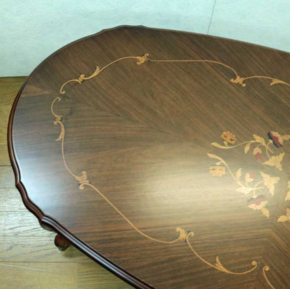 イタリア リビングテーブル 楕円 象嵌 117cm センターテーブル 23A