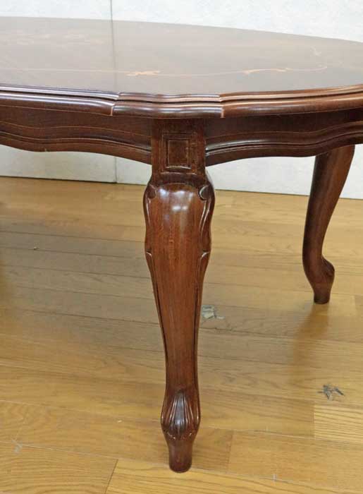 イタリア リビングテーブル 楕円 象嵌 117cm センターテーブル 23A