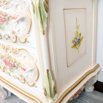 ロココ テレビボード 140cm ローキャビネット クラック仕上げ 白家具