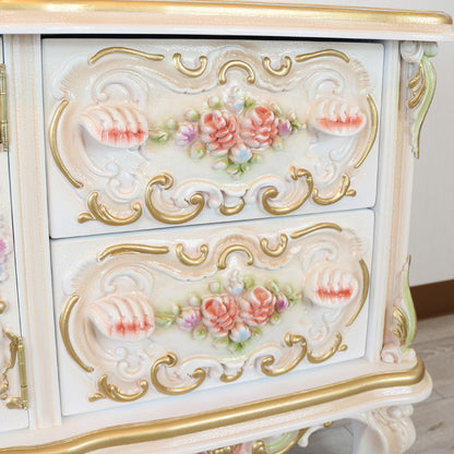 ロココ テレビボード 105cm ローキャビネット クラック仕上げ 白家具