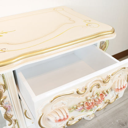 ロココ テレビボード 105cm ローキャビネット クラック仕上げ 白家具