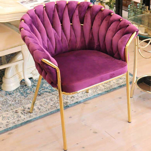 ダイニングチェア バイオレット かわいい椅子 ゴールド ベロア