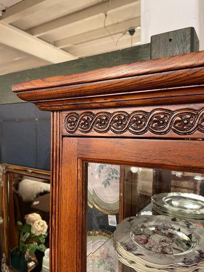 ショーケース キャビネット 木製 オーク 完成品 キュリオケース レトロ