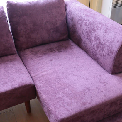 カウチソファ コーナーソファ L型 ベルベット ゆったり 大型 ごろ寝