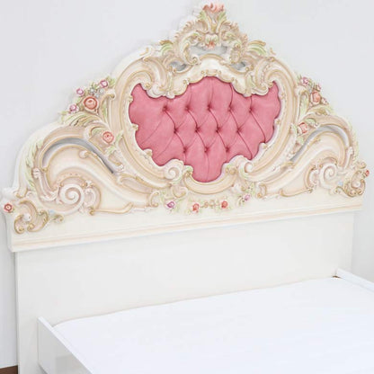 ロココ  ワイドダブルベッド マットレス別 ベッドフレーム  クラック仕上げ 白家具