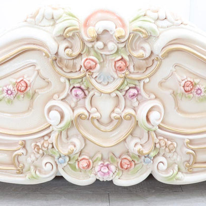 ロココ  ワイドダブルベッド マットレス別 ベッドフレーム  クラック仕上げ 白家具