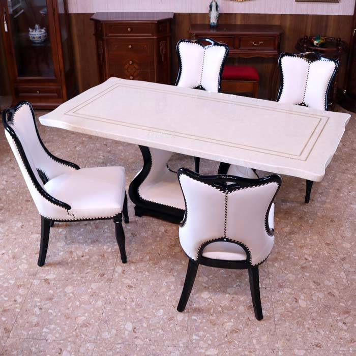 大理石 ダイニングテーブルセット 5点セット 180cm 長方形 4人用 エレガント ダイニングセット 食卓 テーブル 石 ソフィア