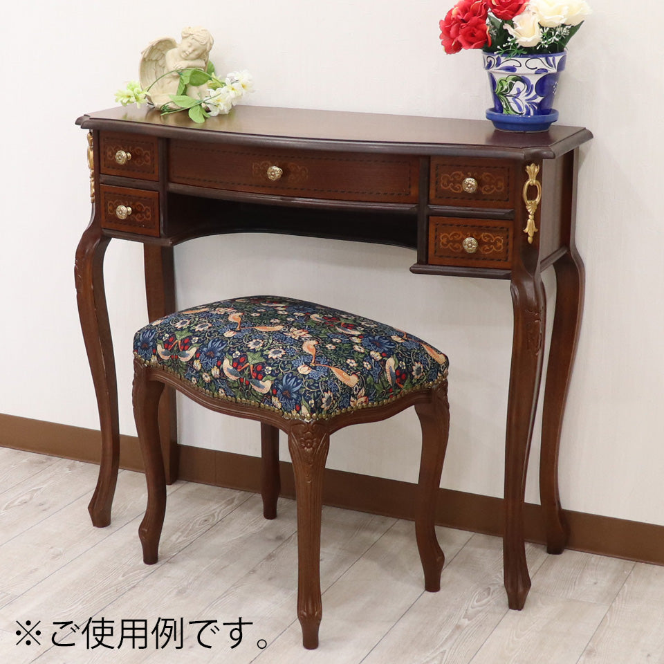 スツール いちご泥棒 ブルー 木製 猫脚 イタリア 玄関 オットマン 補助椅子 玄関用 完成品 ブラウン ベストオブモリス