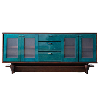 北海道民芸家具 国産家具 160 cm サイドボード キャビネット ブルー ブラウン Yoppen